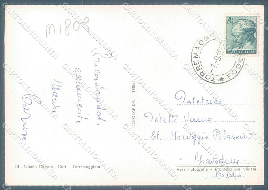Foggia Torremaggiore Castello saluti da Foto FG cartolina JK5982 – retro