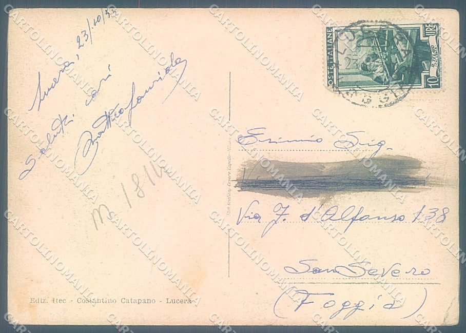 Foggia Lucera Piazza Duomo PIEGHINE FG cartolina JK5987 – retro
