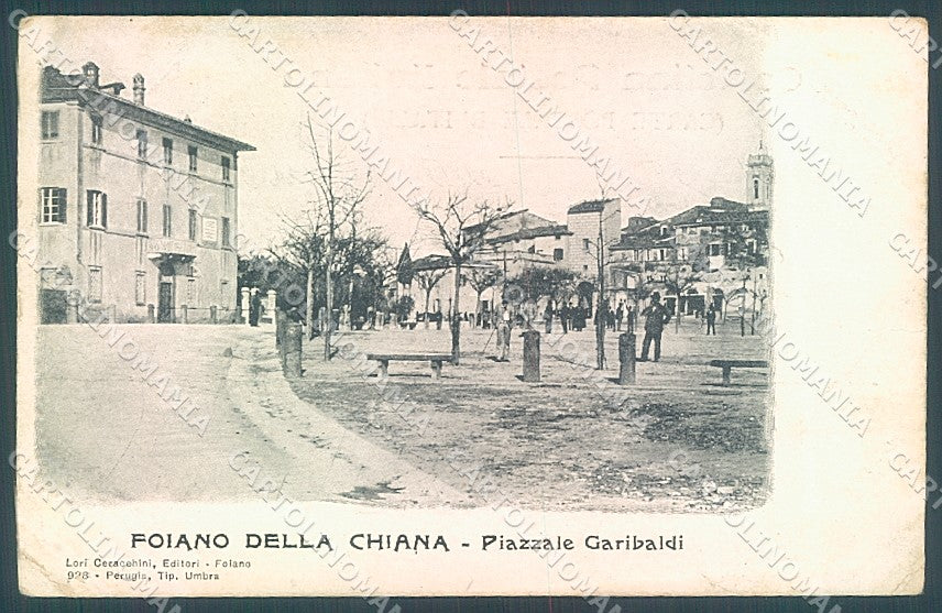 Arezzo Foiano della Chiana Piazzale Garibaldi PIEGHINE cartolina JK5995 – fronte