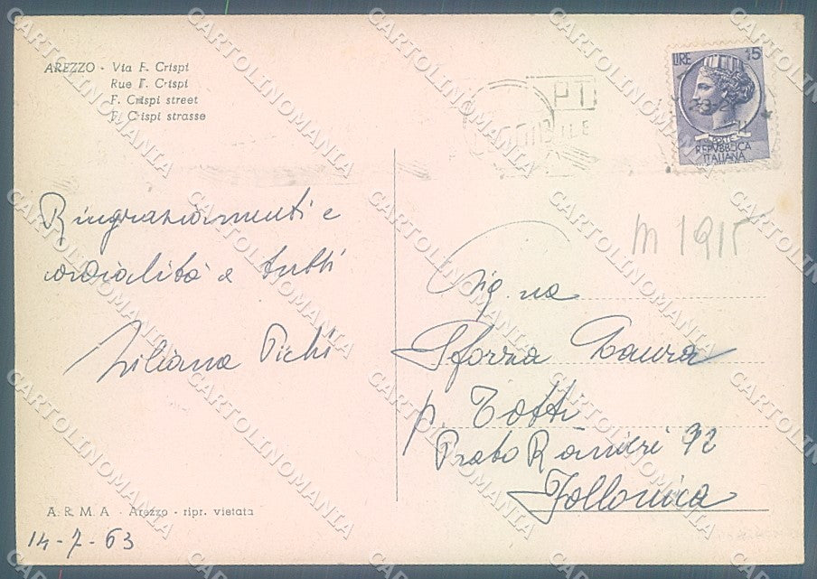 Arezzo Città Via Crispi FG cartolina JK6023 – retro