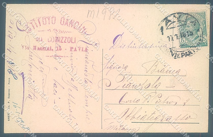 Pavia Città Monumento Famiglia Cairoli cartolina JK6045 – retro