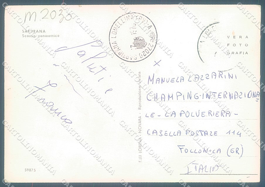 Pavia Sartirana Castello PIEGHINE Foto FG cartolina JK6067 – retro