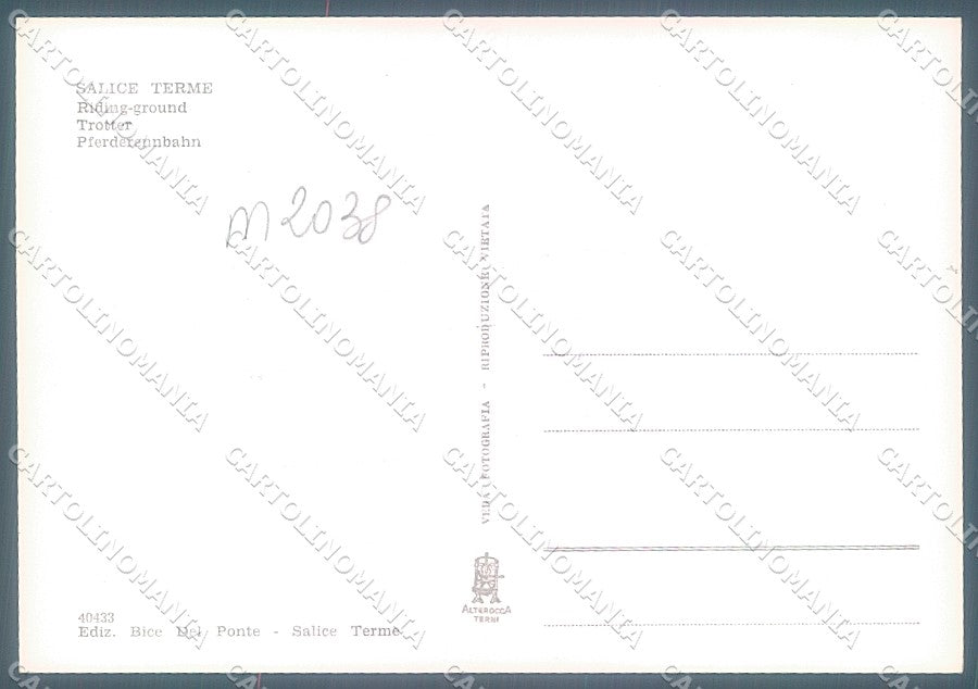 Pavia Salice Terme Galoppatoio Alterocca 40433 Foto FG cartolina JK6071 – retro