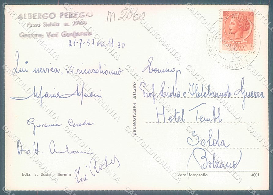 Sondrio Bormio Stelvio Albergo Foto FG cartolina JK6077 – retro