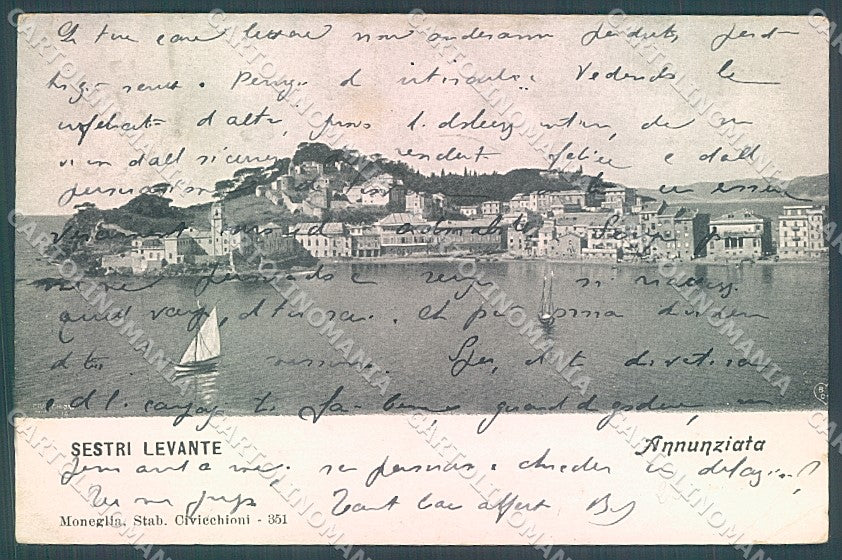 Genova Sestri Levante Annunziata PIEGA ANGOLO cartolina JK6116 – fronte
