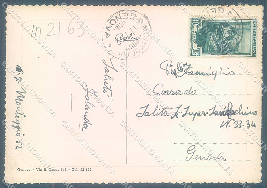 Genova Montoggio Foto FG cartolina JK6125 – retro