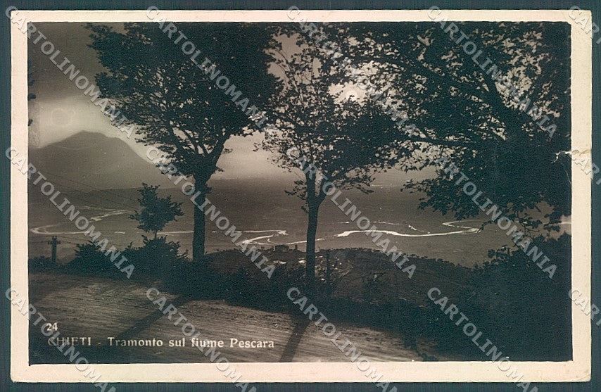 Chieti Città Tramonto PIEGA ANGOLO STRAPPO Foto cartolina JK6156 – fronte