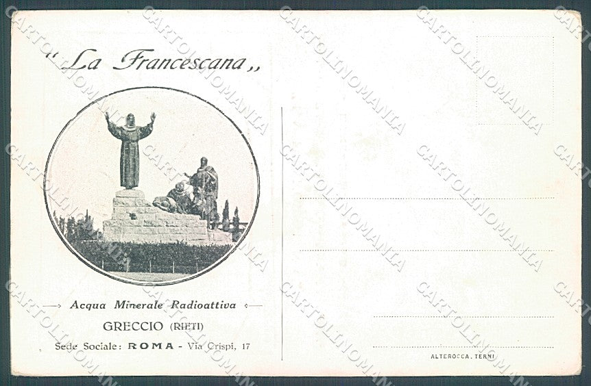 Rieti Greccio La Francescana pubblicitaria Alterocca cartolina JK6188 – fronte