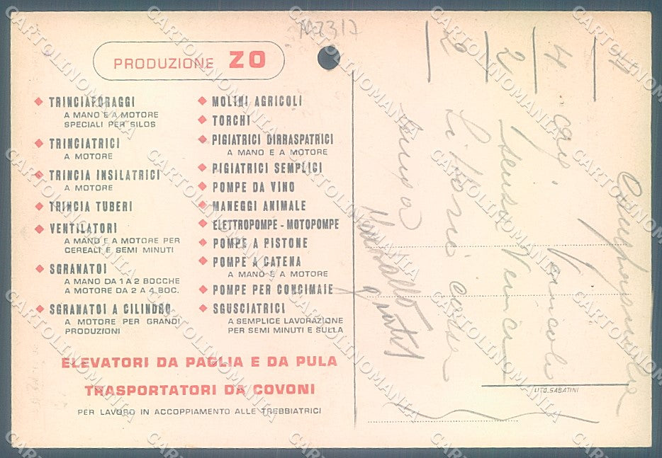 Ancona Iesi Jesi Macchine Agricole pubblicitaria FG cartolina JK6194 – retro