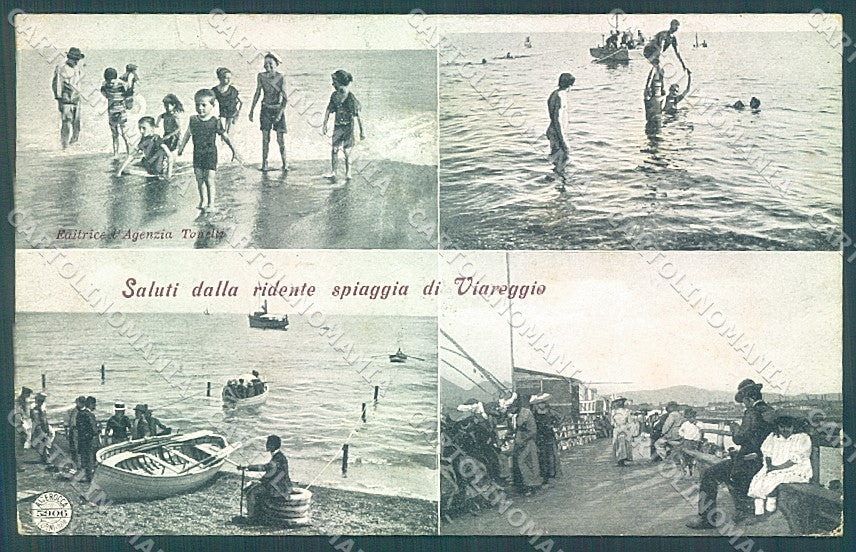 Lucca Viareggio Spiaggia saluti da Alterocca 5906 PIEGHINE cartolina JK6527 – fronte
