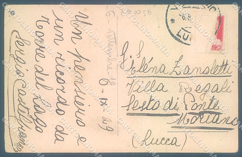 Lucca Viareggio Torre del Lago Spiaggia MACCHIA PIEGA cartolina JK6537 – retro