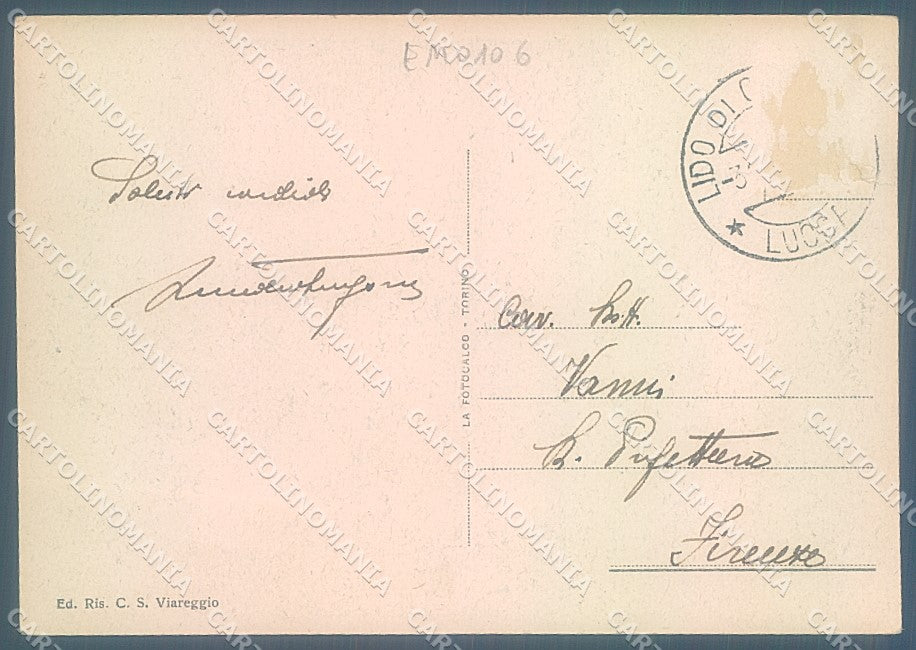 Lucca Viareggio Pineta Viale Capponi FG cartolina JK6548 – retro