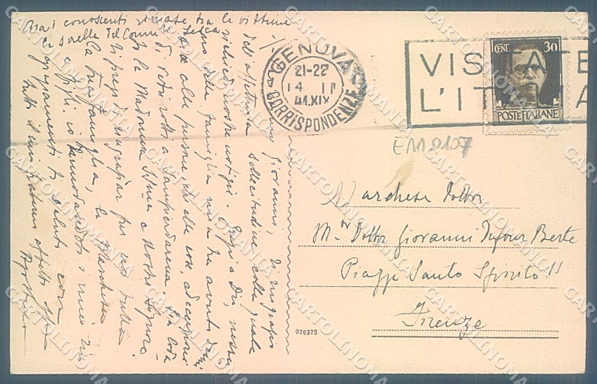 Genova Albaro Villa Stuarta cartolina JK6549 – retro