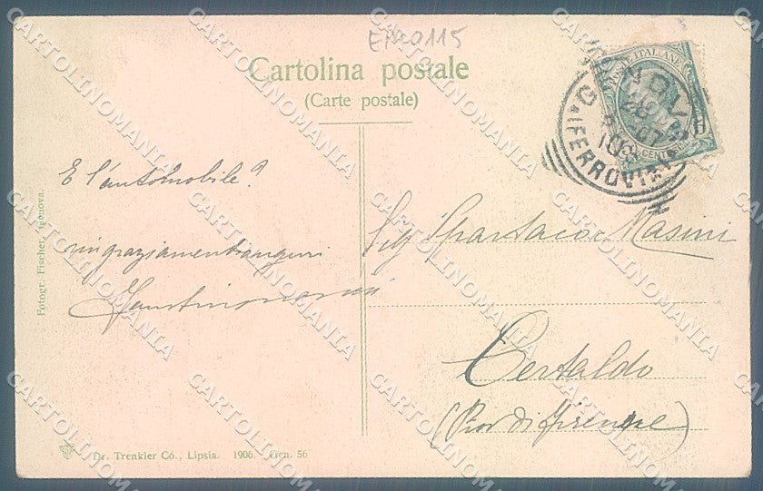 Genova Città Bacini Battello Trenkler 1906 PIEGA ANGOLO cartolina JK6555 – retro