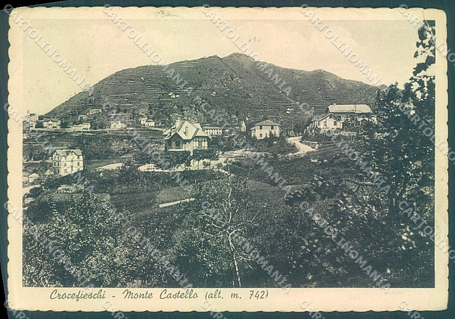 Genova Crocefieschi Monte Castello PIEGA ANGOLO FG cartolina JK6567 – fronte