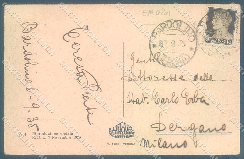 Verona Lago di Garda Bardolino Bagni PIEGHE cartolina JK6569 – retro