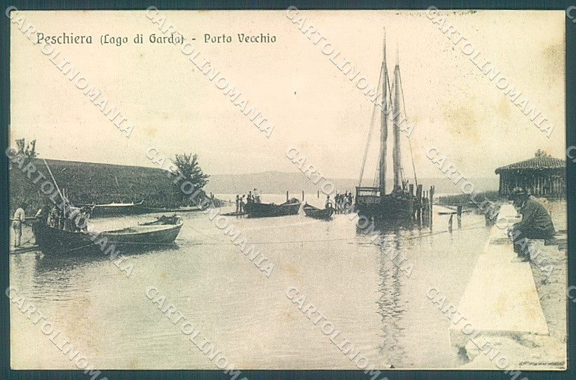 Verona Lago di Garda Peschiera Porto Vecchio PIEGA cartolina JK6570 – fronte
