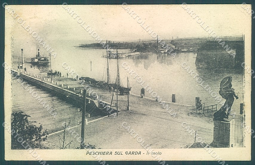 Verona Lago di Garda Peschiera Battello Molo PIEGHINA cartolina JK6573 – fronte
