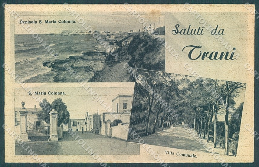 Bari Trani saluti da Santa Maria Colonna Villa Comunale cartolina JK6574 – fronte