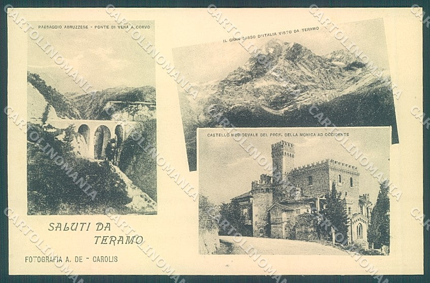 Teramo Città Castello Medioevale Ponte saluti da Gran Sasso cartolina JK6587 – fronte