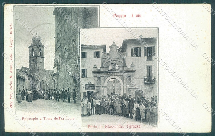 Rieti Poggio Mirteto Chiesa Torre Orologio Porta Farnese cartolina JK6589 – fronte