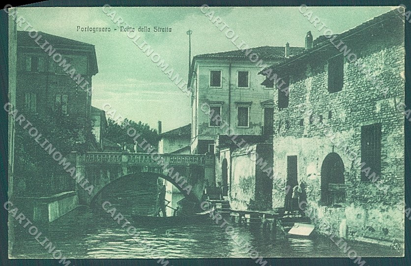 Venezia Portogruaro Ponte della Stretta PIEGA ANGOLO cartolina JK6656 – fronte