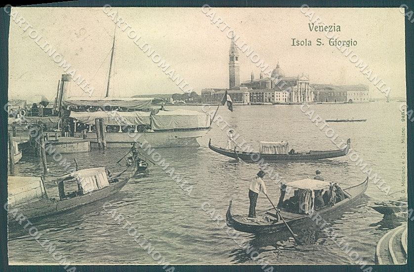 Venezia Città Isola San Giorgio Gondole Battello RIFILATA cartolina JK6664 – fronte