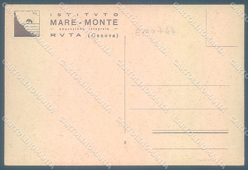 Genova Ruta Spiaggia Istituto Mare Monte STRAPPINO cartolina JK6719 – retro