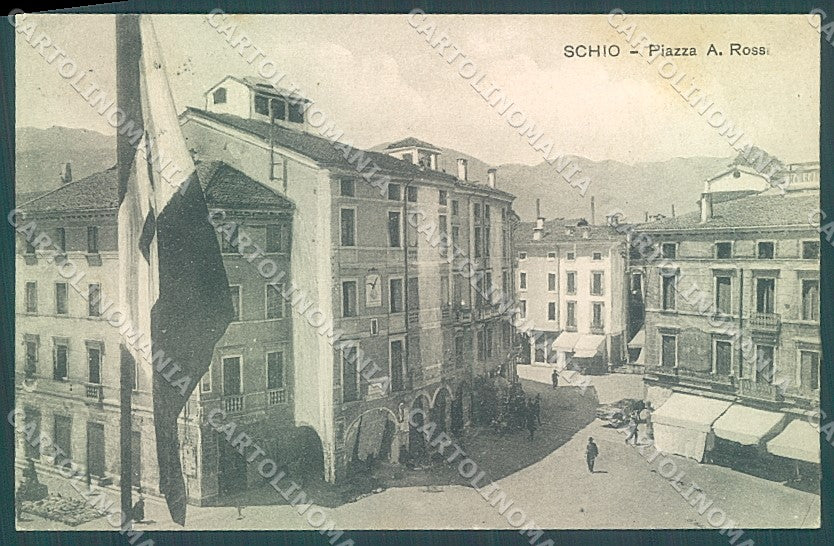 Vicenza Schio Piazza Rossi Tricolore cartolina JK6729 – fronte