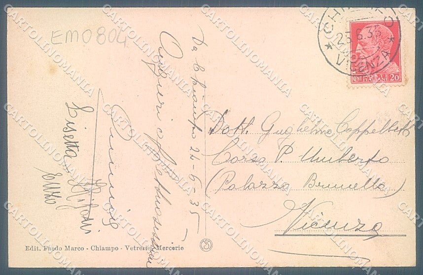 Vicenza Chiampo Piazza Centrale cartolina JK6734 – retro
