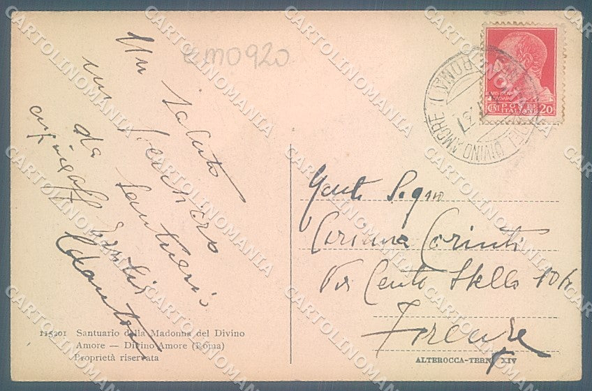Roma Castel di Leva Madonna Divino Amore Processione Alterocca cartolina JK6769 – retro