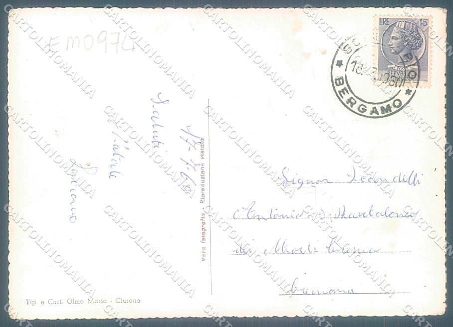 Bergamo Schilpario Chiesa Stelle Alpine Foto FG cartolina JK6782 – retro