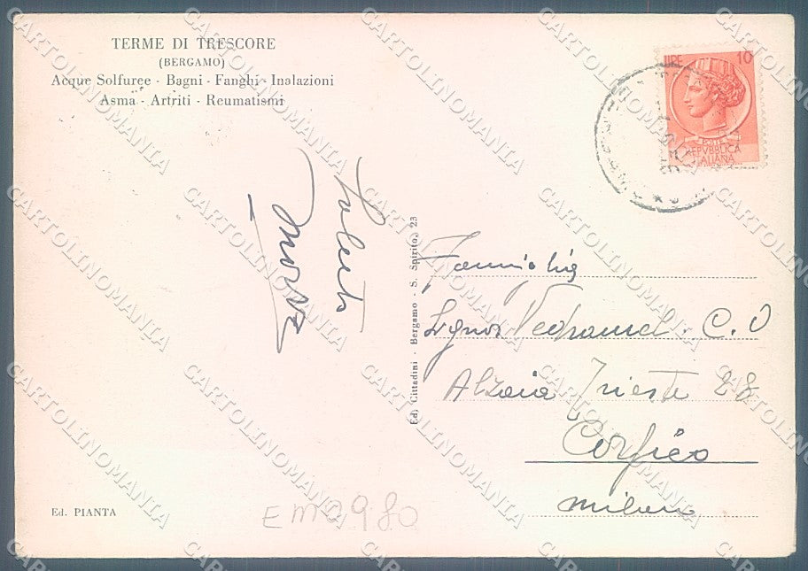 Bergamo Trescore Terme Fonte San Pancrazio FG cartolina JK6784 – retro