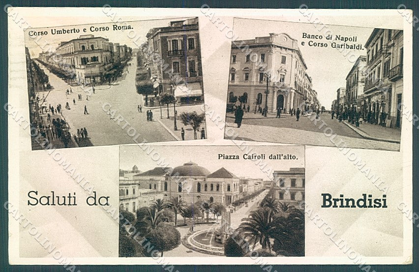 Brindisi Città Banca Corso Roma saluti da PIEGA Foto cartolina JK6788 – fronte