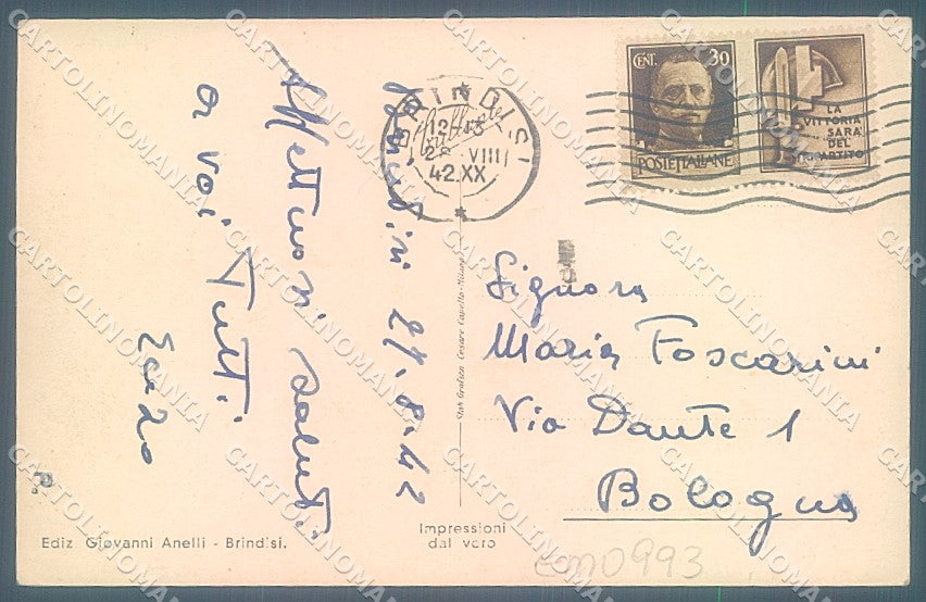 Brindisi Città Banca Corso Roma saluti da PIEGA Foto cartolina JK6788 – retro