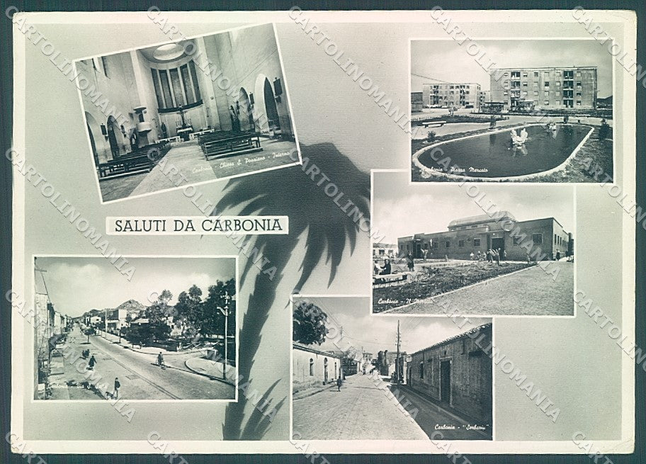 Cagliari Carbonia Chiesa San Ponziano saluti Foto PIEGHINA FG cartolina JK6803 – fronte