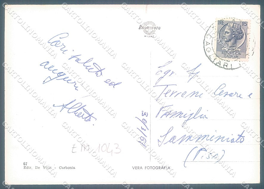 Cagliari Carbonia Mercato PIEGA Foto FG cartolina JK6804 – retro