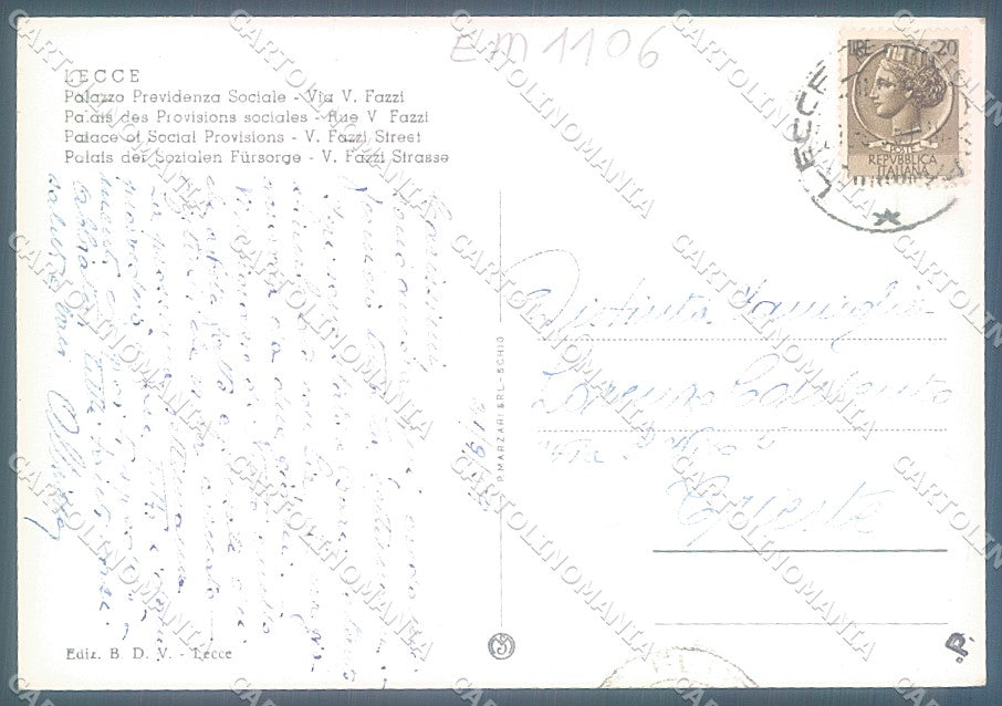 Lecce Città Palazzo Previdenza Sociale Foto FG cartolina JK6819 – retro