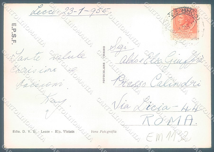 Lecce Città Piazzale Poste Foto FG cartolina JK6828 – retro