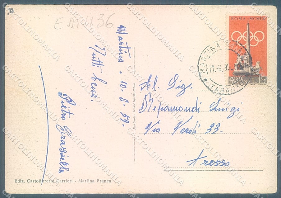 Taranto Martina Franca Via Bellini PIEGHINE FG cartolina JK6830 – retro