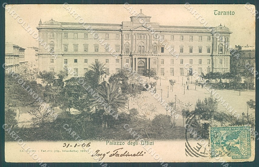 Taranto Città Palazzo degli Uffizi PIEGHINA cartolina JK6834 – fronte