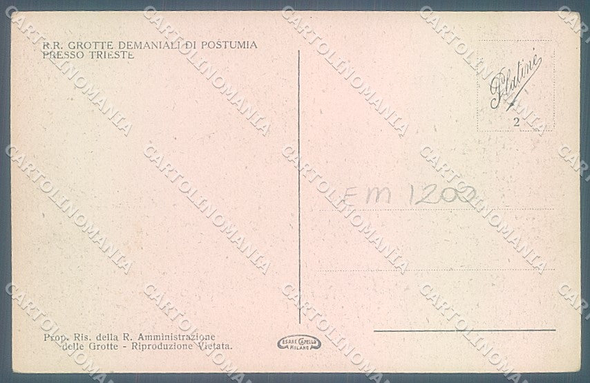 Trieste Postumia Grotte Poste Carso cartolina JK6853 – retro
