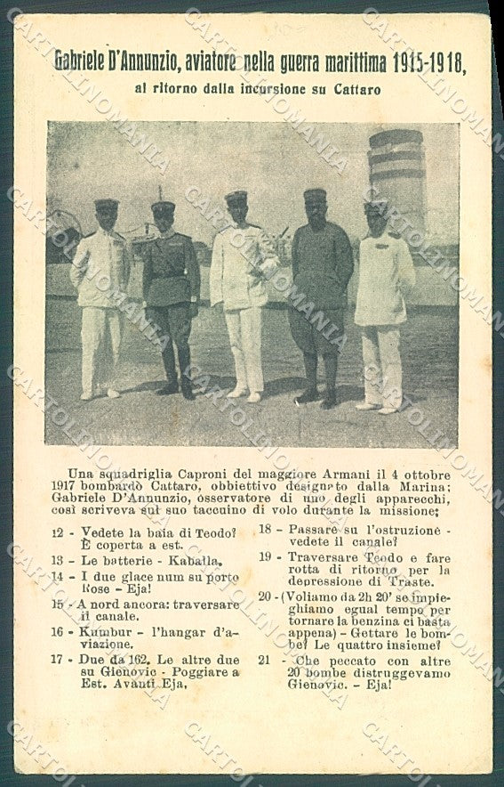 WW1 Propaganda Gabriele D'Annunzio Cattaro cartolina JK6887 – fronte