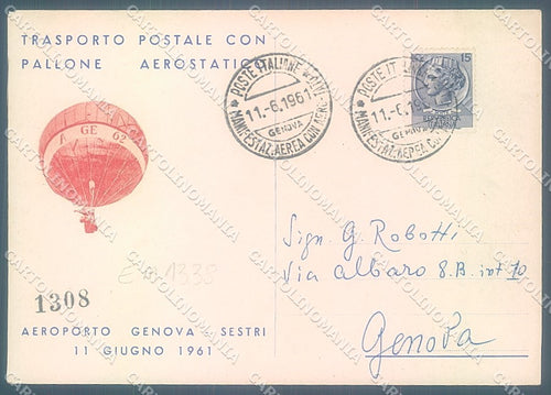 Aeroporto Genova Sestri Pallone Aerostatico ABRASA FG cartolina JK6888 – retro