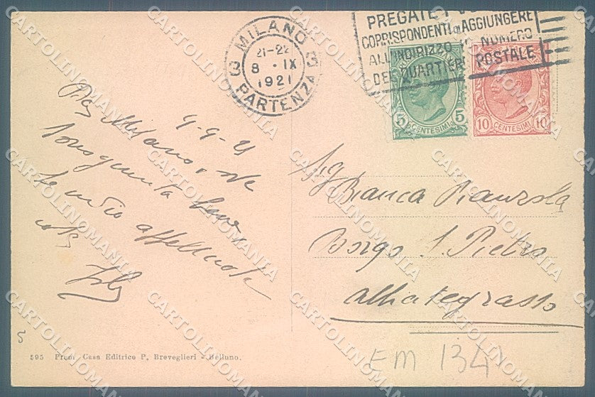 Belluno Città nevicata ABRASA Breveglieri 595 cartolina JK6890 – retro