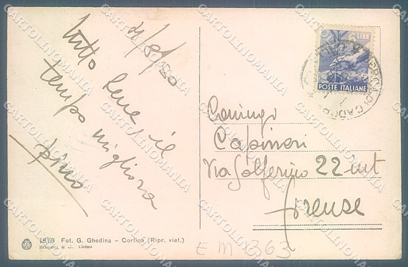 Belluno Borca di Cadore Brunner 18-69 cartolina JK6894 – retro