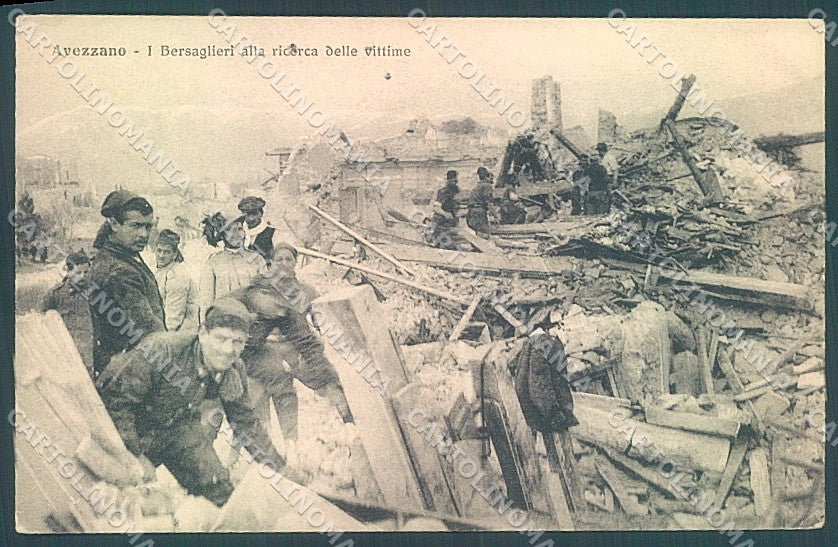 L'Aquila Avezzano Militari Bersaglieri Terremoto Alterocca cartolina JK6914 – fronte