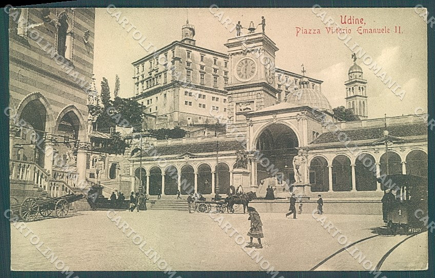 Udine Città Tram Piazza Vittorio Emanuele II PIEGA ANGOLO cartolina JK6917 – fronte