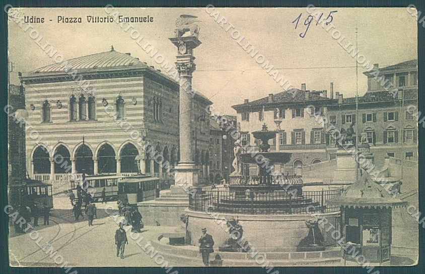 Udine Città Tram Piazza Vittorio Emanuele II PIEGHINA cartolina JK6918 – fronte