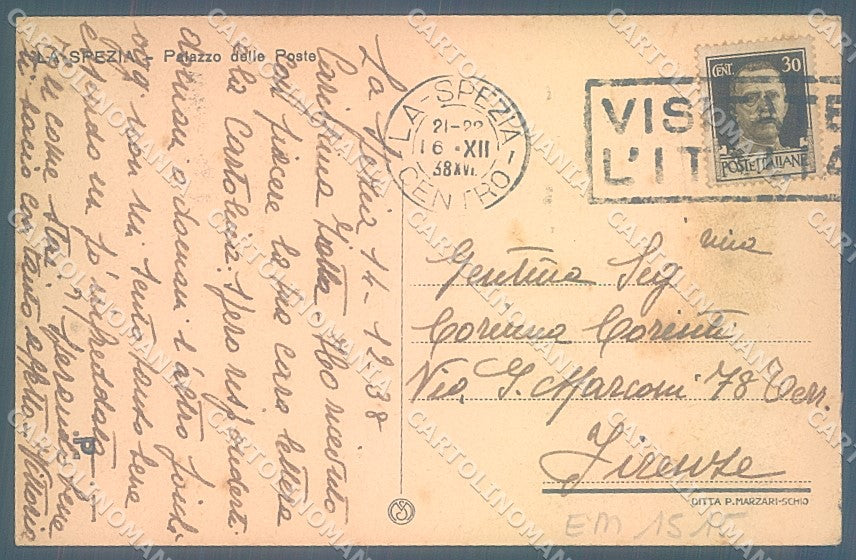 La Spezia Città Palazzo Poste cartolina JK6931 – retro